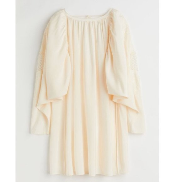 NWT H&M Low Back Voluminous Embroidery Sleeves Mini Dress - Picture 14 of 14